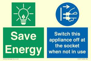 Save Energy, Switch this appliance off at the socket when not in use